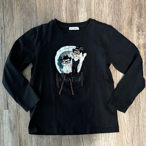 Dolce & Gabbana Black Long Sleeve Tee with Fun Graphic